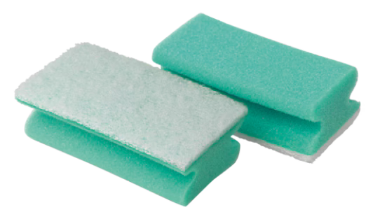 Scotch-Brite™ Synthetic Sponge with Handle 108, Green/White, 70 mm x 130 mm, 10/Pack