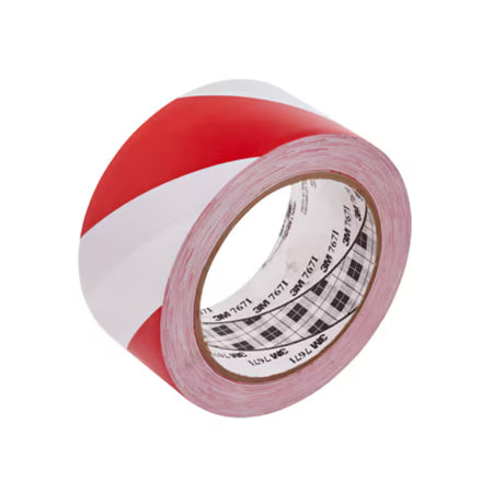 3M™ Warning Marking Tape 767i, White/Red, 50 mm x 33 m