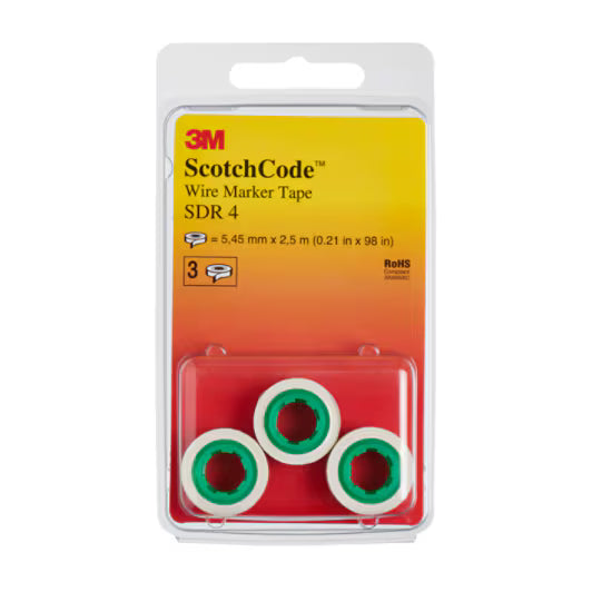 3M™ ScotchCode™ SDR-4 Kabelmarkering Navulrollen, Nummer "4", 3x Blisterverpakking