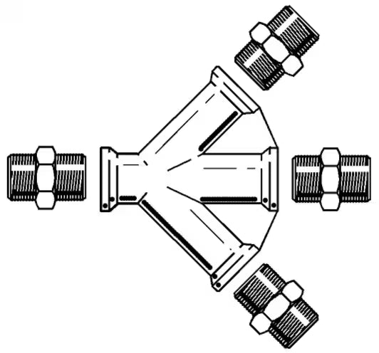 3M™ Koppeling 3 uitgangen 3/8"BSP vrouwelijk incl. mannelijke ad