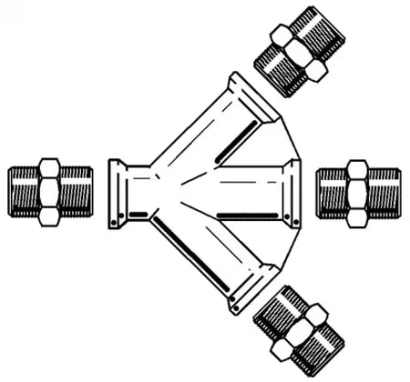 3M™ Koppeling 3 uitgangen 3/8"BSP vrouwelijk incl. mannelijke ad
