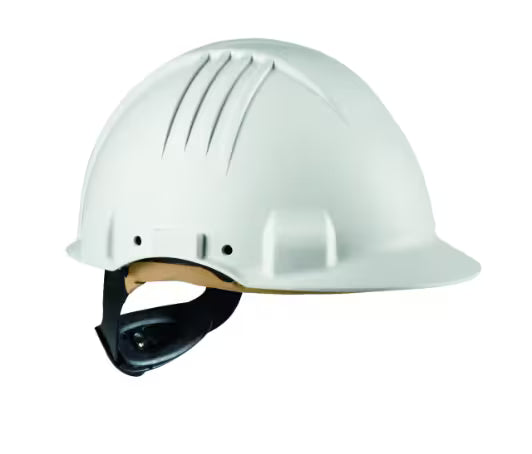 3M™ Veiligheidshelm voor hoge temperaturen, ratel, zonder ventilatie, 1000 V diëlektrisch, leren zweetband, wit, G3501M-VI