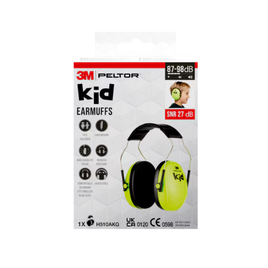 3M™ PELTOR™ Kid hearing protector H510AKG, SNR value 27 dB, neon green