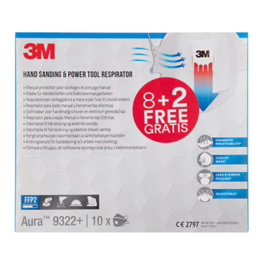 3M™ Aura™ Cool Flow™ Stofmasker met ventiel 9322+-serie