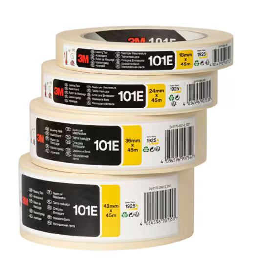 3M™ Afplaktape Algemeen Gebruik 101E, Beige, 48 mm x 45 m, Roll Labeled