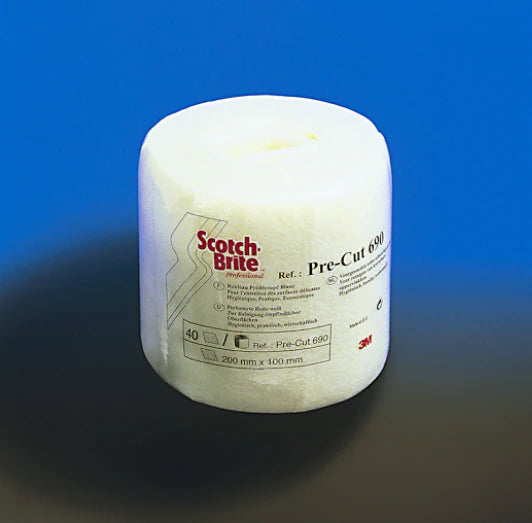 Scotch-Brite™ Pre-Cut Cleaning Pads for Delicate Surfaces 690, White, 200 mm x 100 mm, 40 Pads/Roll
