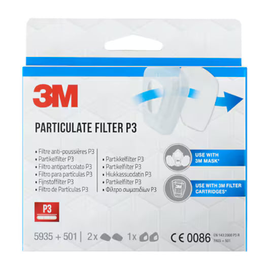 3M™ Particulate Filter 5935, P3, 2 pairs/pack + filter holder 501, 1 pair/pack