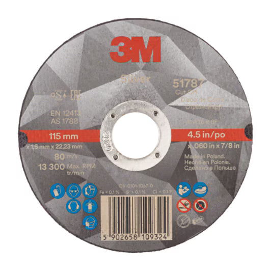 3M™ Silver Cut-Off Wheel, T41, 115 mm x 1.6 mm x 22.23 mm