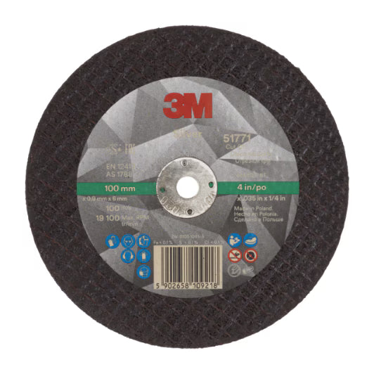 3M™ Silver Cut-Off Wheel, T41, 100 mm x 0.9 mm x 6 mm