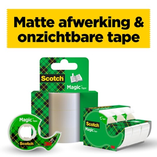 Scotch® Magic™ Invisible Tape, 3 rolls, 19 mm x 25 m + 1 free tape dispenser