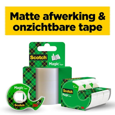 Scotch® Magic™ Invisible Tape, 3 rolls, 19 mm x 25 m + 1 free tape dispenser