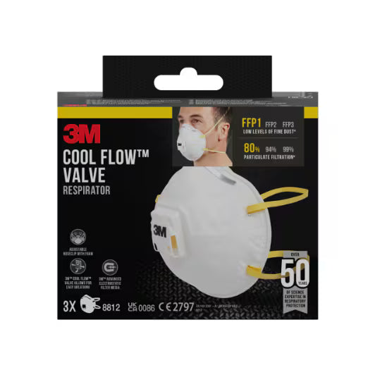 3M™ Cool Flow™ Dust Mask 8812, FFP1, with valve, 3/pack