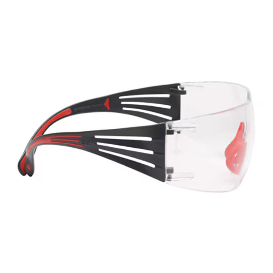 3M™ SecureFit™ 400 Safety Glasses, red/grey frame, Scotchgard™ anti-fog and anti-scratch coating (K&amp;N), clear lenses, SF401SGAF-RED-EU