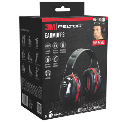3M™ PELTOR™ Optime™ III Gehoorkappen H540A, SNR-waarde 34 dB, zwart/rood