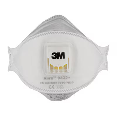 3M™ Aura™ Comfort Cool Flow™ Stofmasker 9332+, FFP3, met ventiel, 10/verpakking