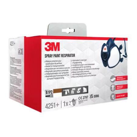 3M™ Maintenance Free Half Mask Respirator, 4251+, FFA1P2R D Filters, 1/PCK, 4PCK/CV