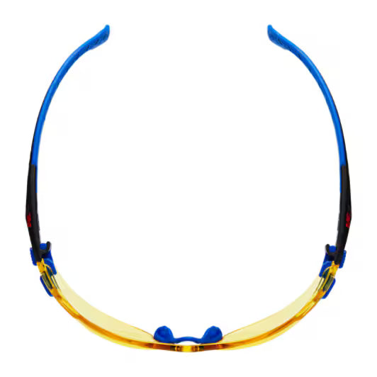 3M™ Solus™ 1000 Safety Glasses, blue/black frame, Scotchgard™ anti-fog and scratch-resistant coating (K&amp;N), amber lenses, S1103SGAF-EU, 20/box