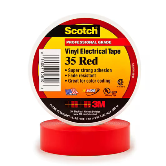 Scotch® 35 Vinyl Electro-Isolatieband, Rood, 19 mm x 20 m, 0.18 mm