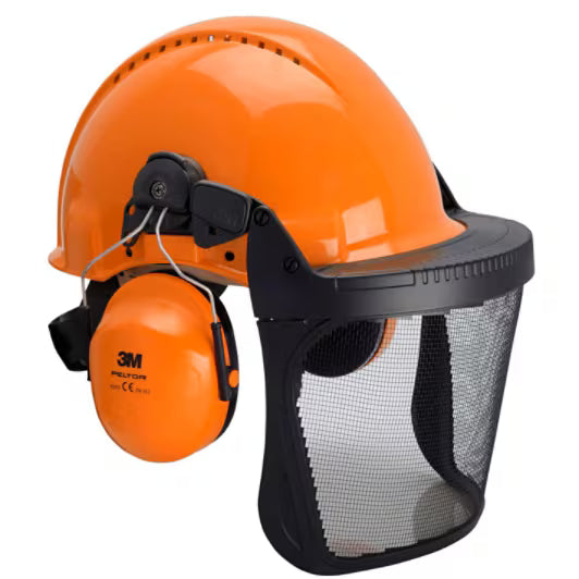 3M™ Bosbouwcombinatie, G3000 of veiligheidshelm, Optime II gehoorkappen, FH1 houder en 5J gaas gelaatsscherm, G3000MOR52FH15J