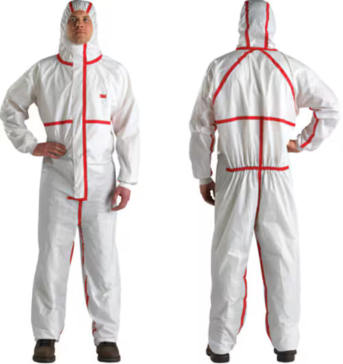 3M™ Beschermende overall 4565, wit + rood, type 4/5/6, L
