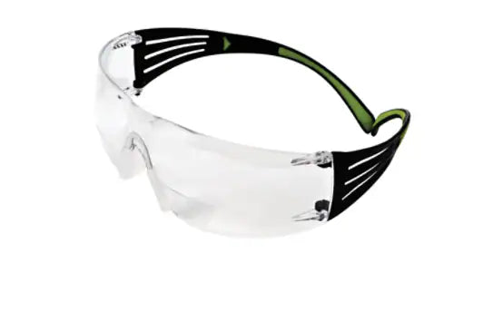3M™ SecureFit™ 400 Safety Reading Glasses, black/green frame, anti-scratch/anti-fog, clear +1.5 lenses, SF415AS/AF-EU, 20/box