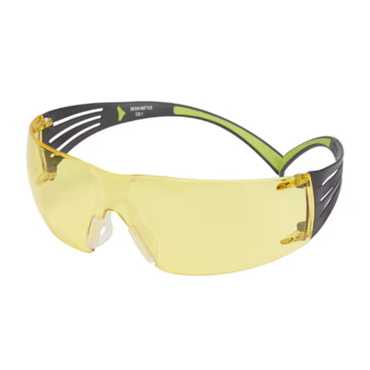 3M™ SecureFit™ 400 Safety Glasses, black/green frame, anti-scratch/anti-fog, amber lenses, SF403AS/AF-EU