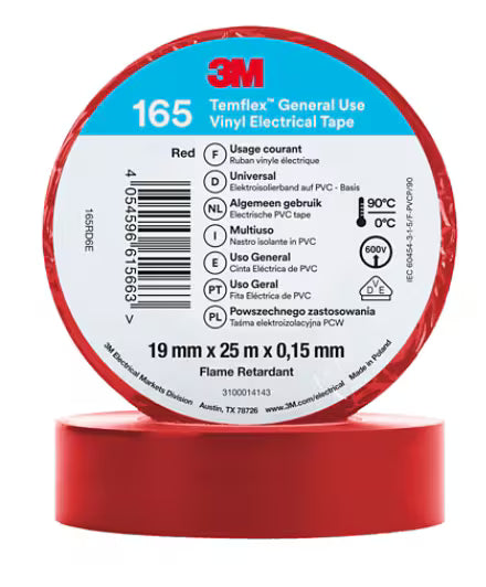 3M™ Temflex™ Vinyl isolatietape 165, Rood, 19 mm x 25 m