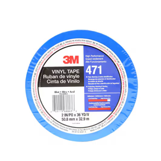3M™ Vinyl Tape 471, Blauw, 50 mm x 33 m, 0.14 mm, Individueel verpakt