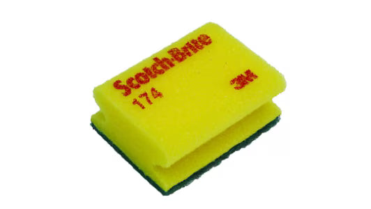 Scotch-Brite™ Synthetic Sponge with Handle 174, Yellow/Green, 70 mm x 92 mm, 20/Pack