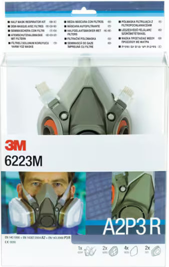 3M™ Reusable Half Face Mask Set, A2P3 R Filter, Size M, 6223M