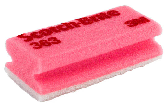 Scotch-Brite™ Synthetic Sponge with Handle 363, Pink/White, 70 mm x 150 mm, 10/Pack
