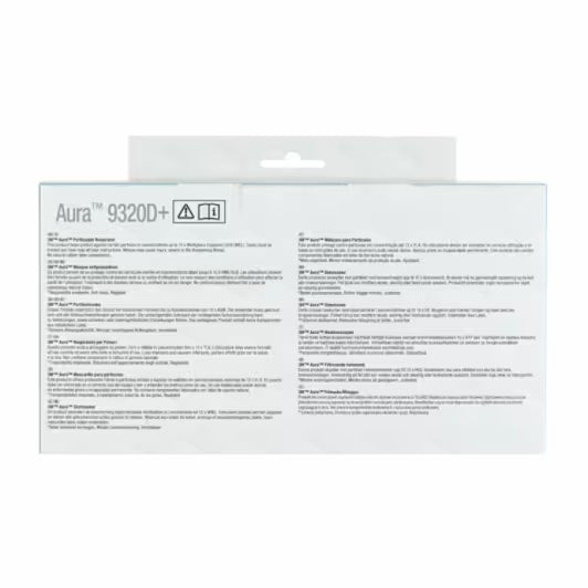 3M™ 9320D+ Aura™ Wegwerpstofmaskers, FFP2, zonder ventiel, 5/verpakking