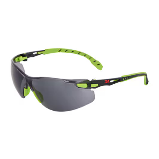 3M™ Solus™ 1000 Safety Glasses, green/black frame, Scotchgard™ anti-fog and scratch-resistant coating (K&amp;N), grey lenses, S1202SGAF-EU, 20/box