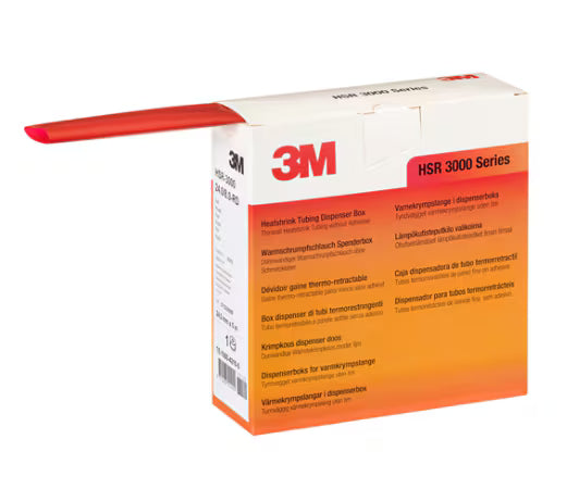 3M™ HSR 3000 Dunwandige Warmtekrimpkousbuis op Minirol, Rood, 24/8 mm, 5 m, Dispenserdoos
