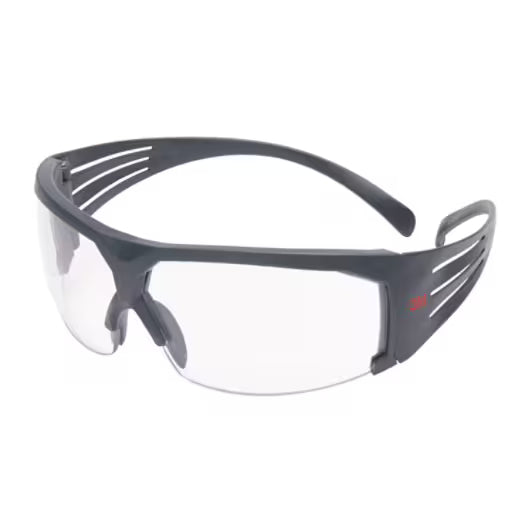 3M™ SecureFit™ 600 Safety Glasses, grey frame, Scotchgard™ anti-fog and scratch-resistant coating (K&amp;N), clear lenses, SF601SGAF-EU, 20/box