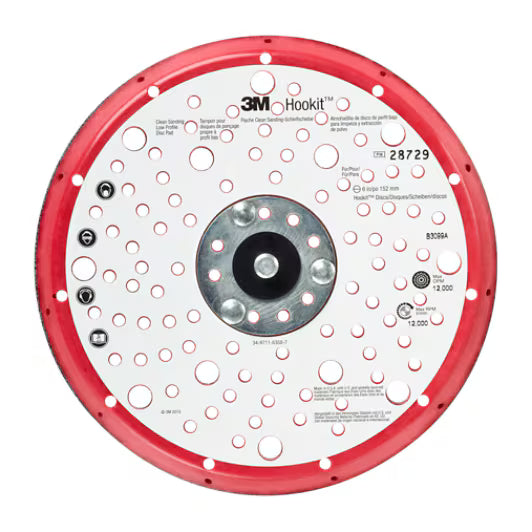 3M™ Hookit™ Low Profile Disc Pad, Red, 150 mm, 5/16-24 in, Multihole, 28729