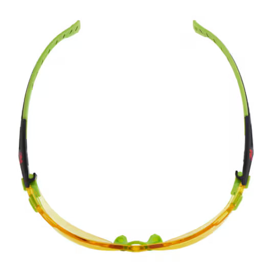 3M™ Solus™ 1000 Safety Glasses, green/black frame, Scotchgard™ anti-fog and scratch-resistant coating (K&amp;N), amber lenses, S1203SGAF-EU, 20/box
