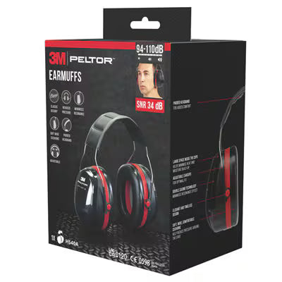 3M™ PELTOR™ Optime™ III Gehoorkappen H540A, SNR-waarde 34 dB, zwart/rood