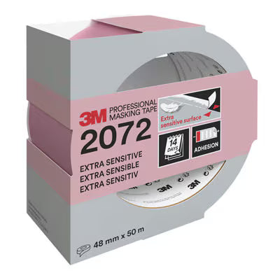 3M™ Professional Masking Tape 2072, extra sensitive, pink, 48 mm x 50 m, 1 roll/pack