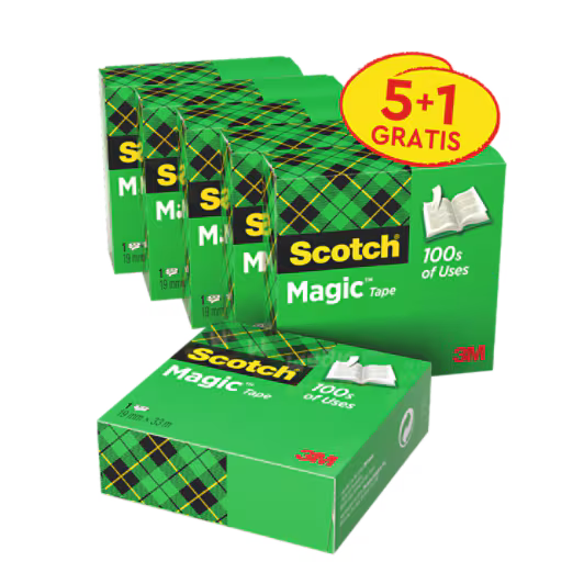Scotch® Magic™ Invisible Tape, Value Pack, 6 Rolls, 19 mm x 33 m