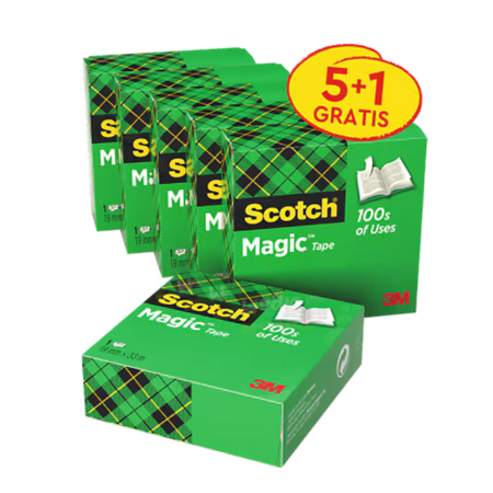 Scotch® Magic™ Invisible Tape, Value Pack, 6 Rolls, 19 mm x 33 m