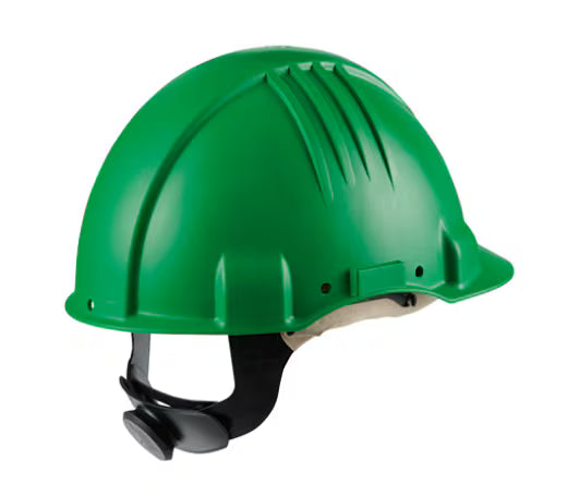 3M™ Veiligheidshelm voor hoge temperaturen, ratelverstelling, zonder ventilatie, 1000 V diëlektrisch, leren zweetband, groen, G3501M-GP