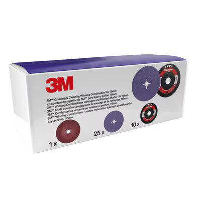 3M™ Slijp- en Verfijningsset, includes 115 mm 1182C and XO-DR Disc, with 1 Fibre Disc Ribbed Back-up Pad