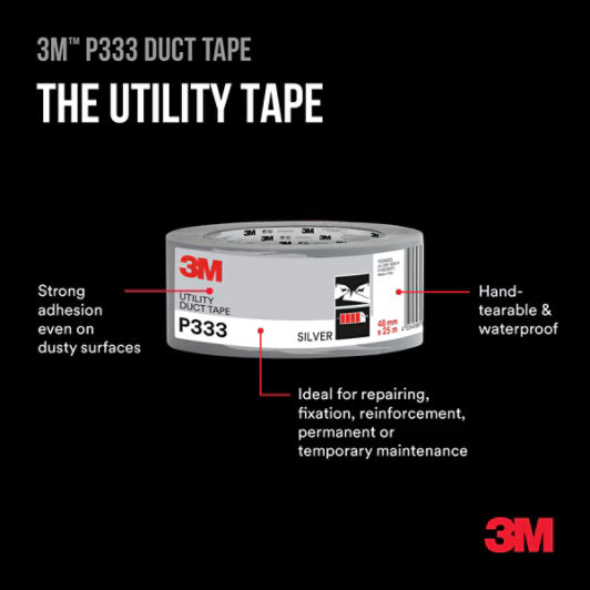 3M™  Ducttape P333 ZILVER, 48 mm x 25 m, 1 rol/verpakking
