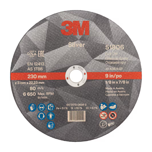 3M™ Silver Grinding Disc, T41, 230 mm x 3 mm x 22.23 mm