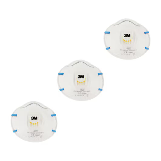 3M™ Stofmasker voor handmatig en machinaal schuren 8822, FFP2, ventiel, 3/pak