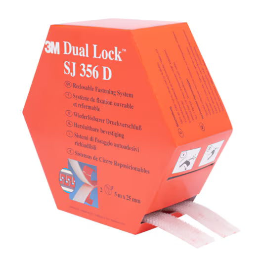 3M™ Dual Lock™ Reclosable Hook and Loop Fastener SJ3560, Transparent, 25 mm x 5 m, 5.7 mm, Mini Pack