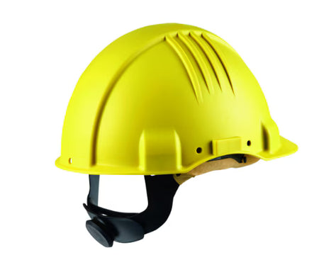 3M™ Veiligheidshelm voor hoge temperaturen, ratel, zonder ventilatie, 1000 V diëlektrisch, leren zweetband, geel, G3501M-GU