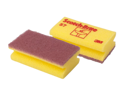 Scotch-Brite™ Schuursponzen voor Delicate Oppervlakken 57, Geel, 70 mm x 130 mm, 10/Pak