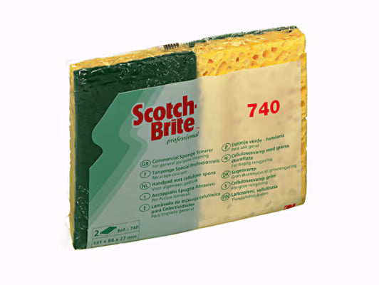 Scotch-Brite™ Cellulose-Containing Sponge Laminate 740, Green, Cash &amp; Carry, 60/Cv